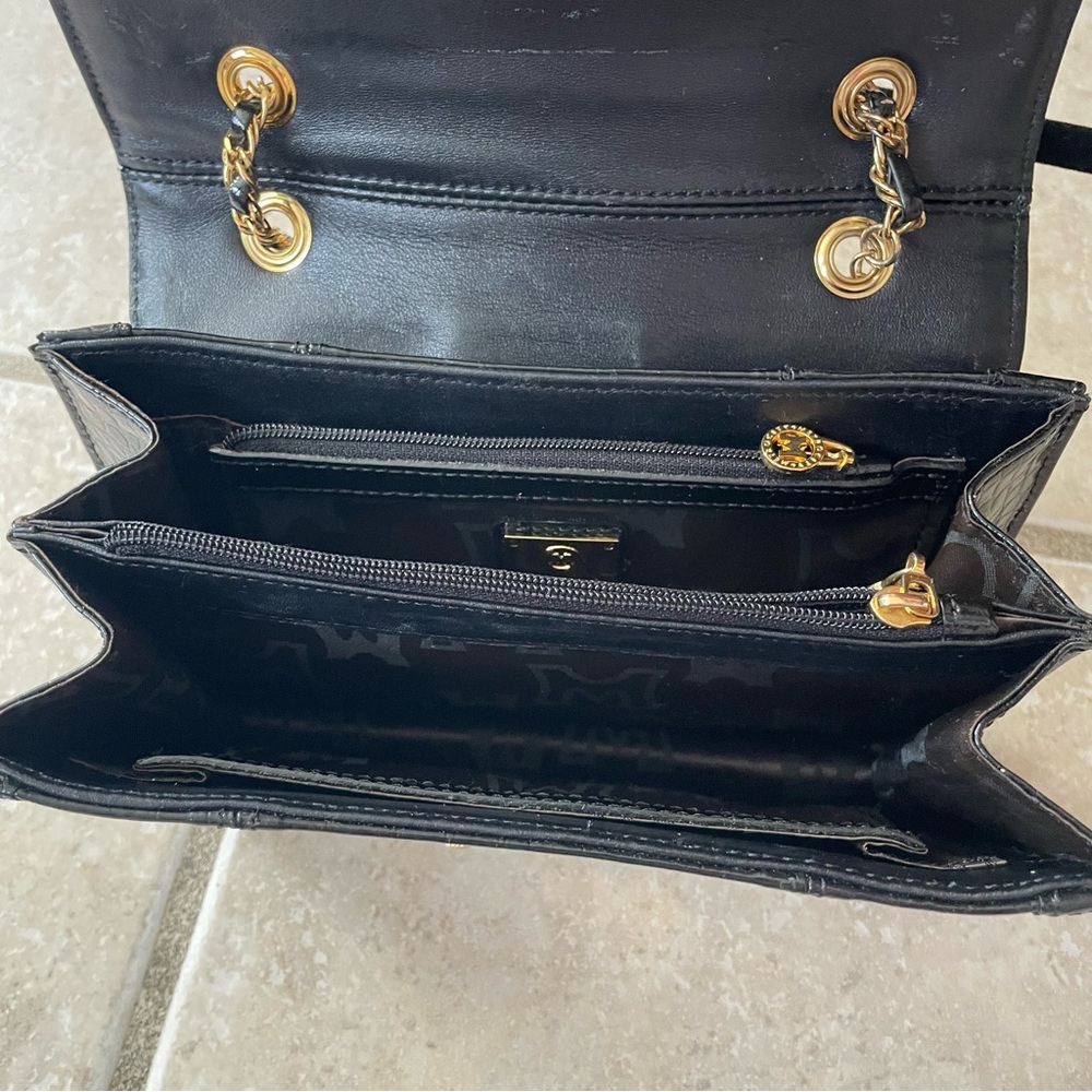 METROCITY Croc Embossed Studded Shoulder Crossbody Bag Black - Picture 12 of 14